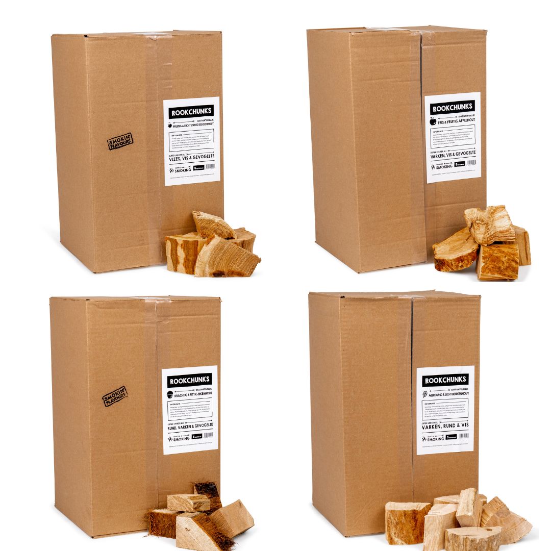 Rookchunks XL Pakket | 4 x 5 KG Rookhout Chunks